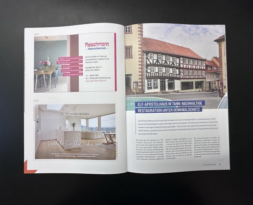 PR - Anzeige und Erwähnung im Bericht Elf-Apostelhaus in Tann PR - Anzeige und Erwähnung im Bericht Elf-Apostelhaus in Tann auf Seite 23-25